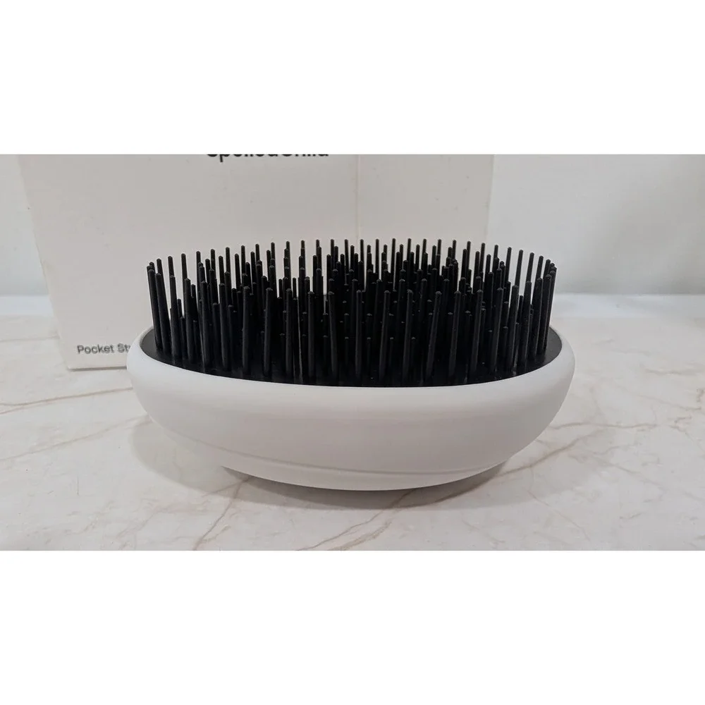 SpoiledChild Pocket Styling Brush White Black Compact Detangling Hair Brush